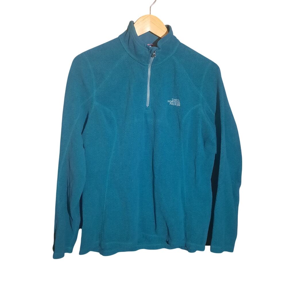 The North Face Womens Long Sleeve Teal Fleece Quarter Zip Pullover Size L